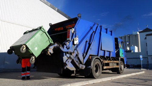 Company crew performing commercial waste collection at a commercial site