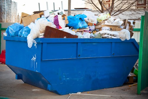 Front of a commercial waste vehicle at a depot