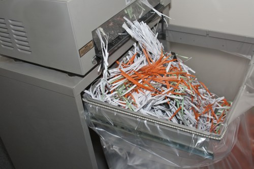 Two operatives loading a Luton van at a shopfront clearance